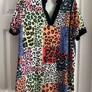 Colorful Leopard Print Tunic Top